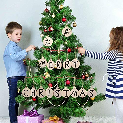 ABSOK - Juego de 50 bolas redondas de madera para colgar en blanco, adornos para árbol de Navidad con gemelos para decoración de vacaciones y manualidades, etiquetas de regalo y adornos colgantes ABSOK - Juego de 50 bolas redondas de madera para colgar en blanco, adornos para árbol de Navidad con gemelos para decoración de vacaciones y manualidades, etiquetas de regalo y adornos colgantes