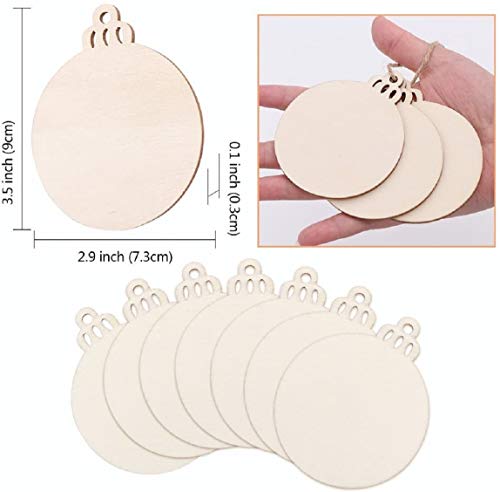 ABSOK - Juego de 50 bolas redondas de madera para colgar en blanco, adornos para árbol de Navidad con gemelos para decoración de vacaciones y manualidades, etiquetas de regalo y adornos colgantes ABSOK - Juego de 50 bolas redondas de madera para colgar en blanco, adornos para árbol de Navidad con gemelos para decoración de vacaciones y manualidades, etiquetas de regalo y adornos colgantes