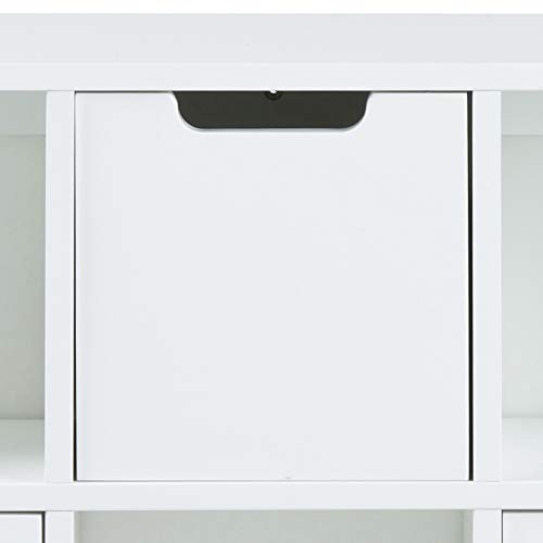 AC Design Furniture Estante Mariela, 6 Bolsillos, Cajón de 3 Piezas, Madera, Blanco, 58 x 39 x 18 cm