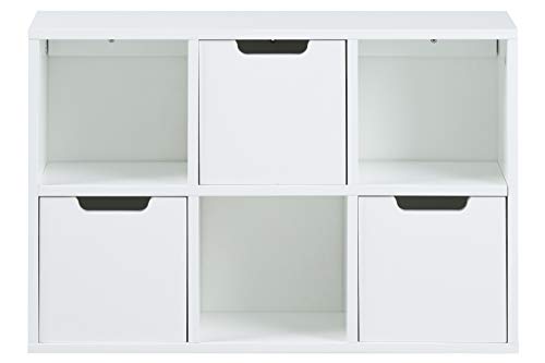 AC Design Furniture Estante Mariela, 6 Bolsillos, Cajón de 3 Piezas, Madera, Blanco, 58 x 39 x 18 cm AC Design Furniture Estante Mariela, 6 Bolsillos, Cajón de 3 Piezas, Madera, Blanco, 58 x 39 x 18 cm