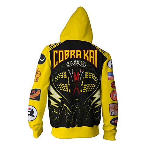 ACBANANA Karate Kid Cobra Kai Sudadera con Capucha Impresa En 3D Sudadera con Cremallera De Película Retro Clásica Top Casual