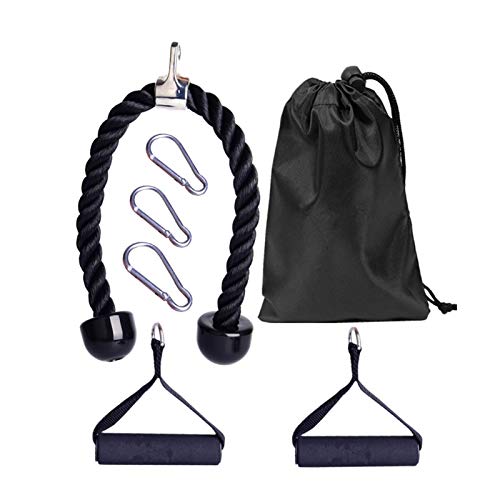 Accesorio De Cable De Cuerda De Tríceps Con 2 Manijas De Ejercicio, Accesorio De Cable De Prensa De Tríceps De 27,5 Pulgadas Para Máquinas De Polea + Clips De Mosquetón