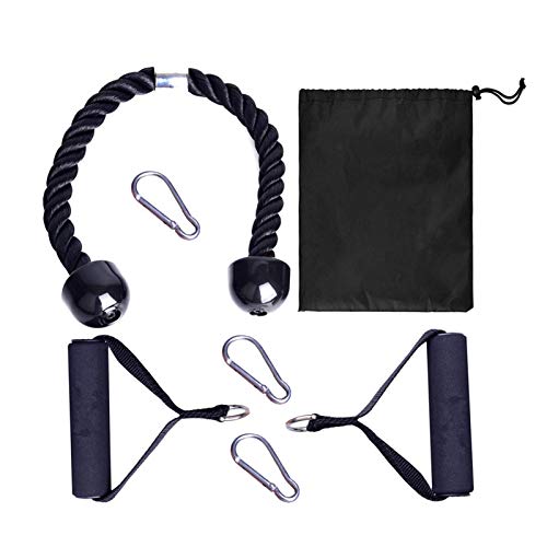 Accesorio De Cable De Cuerda De Tríceps Con 2 Manijas De Ejercicio, Accesorio De Cable De Prensa De Tríceps De 27,5 Pulgadas Para Máquinas De Polea + Clips De Mosquetón