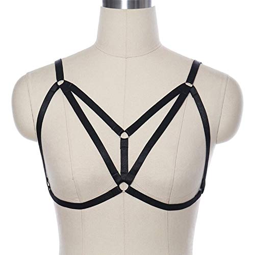 Accesorio Negro gótico Atractivo de la Ropa Interior del Sujetador de arnés de Cuerpo Pole Dance Vendaje Rave arnés Correa de Las Mujeres del Desgaste de la Jaula de Cuerpo JFCUICAN