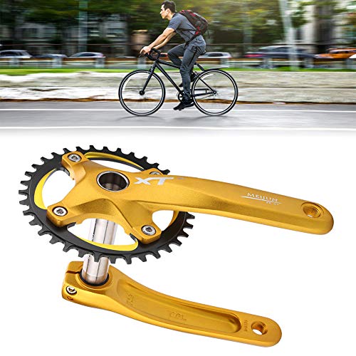 Accesorio para Brazo de manivela de una Sola Velocidad de aleación de Aluminio para Juego de bielas para Ciclismo de Bicicleta de montaña(Gold)