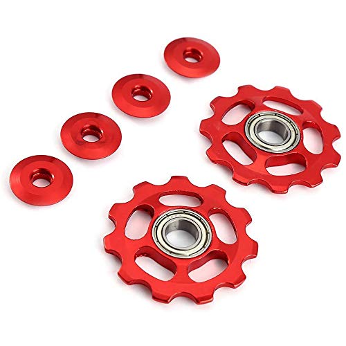 Accesorios 2pcs 11T Rueda de Cambios Traseros de aleación de Aluminio de Bicicletas Desviador Trasero Polea de Bicicletas Jockey polea Velocidad de la Bicicleta para MTB (Red)