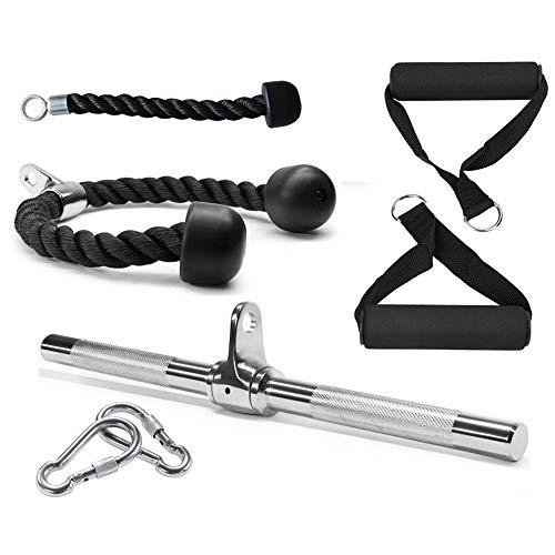 Accesorios de Polea de Gimnasio, Barra de Entrenamiento para Bíceps y Tríceps, Cuerda de Tríceps, Mango de Resistencia para Ejercicios, Mosquetón de Gancho, Equipo de Entrenamiento de Fuerza