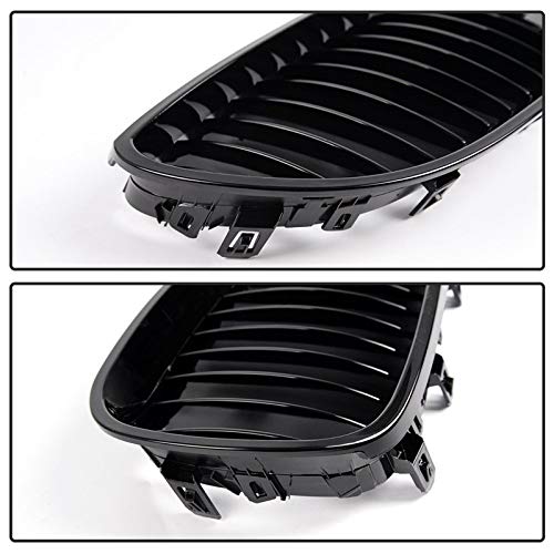 Accesorios de Rejilla de Coche E60 Grill Front Kidney Sport Grilles Hood Grill ， para B MW E60 E61 5 Series M5 525I 525Xi 528I 528Xi 530I 530Xi 2003~2009 (Brillo Bla