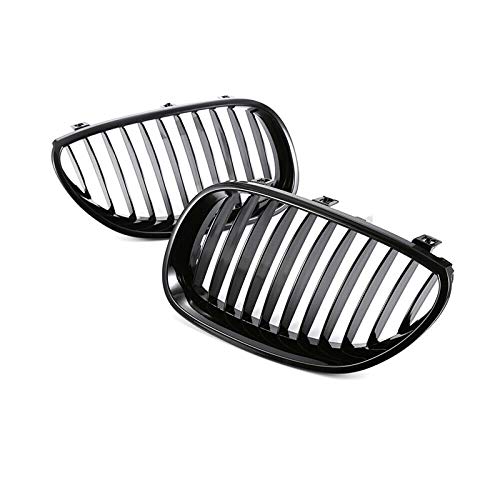 Accesorios de Rejilla de Coche E60 Grill Front Kidney Sport Grilles Hood Grill ， para B MW E60 E61 5 Series M5 525I 525Xi 528I 528Xi 530I 530Xi 2003~2009 (Brillo Bla