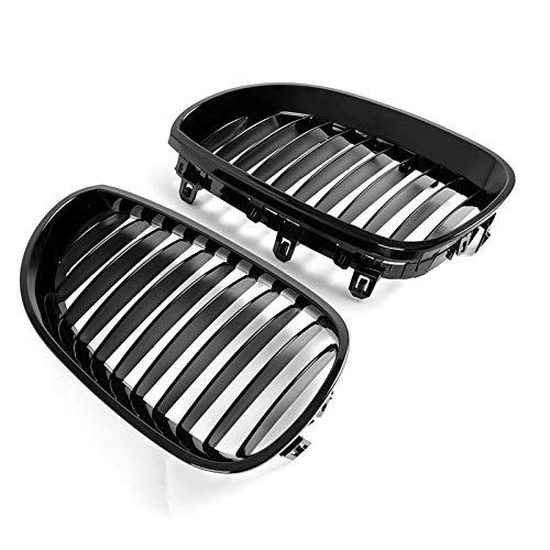 Accesorios de Rejilla de Coche E60 Grill Front Kidney Sport Grilles Hood Grill ， para B MW E60 E61 5 Series M5 525I 525Xi 528I 528Xi 530I 530Xi 2003~2009 (Brillo Bla