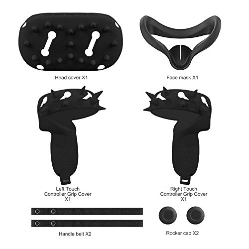 "Accesorios Oculus Quest 2 (Cubierta Protectora de la Cabeza + Cubiertas de los Agarres de los Controladores+Cubierta Facial, etc.), Cubierta Impermeable Antichoque Antideslizante,Toque Cómodo"