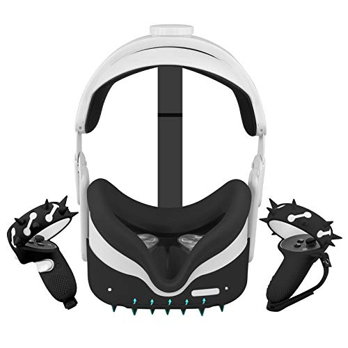 "Accesorios Oculus Quest 2 (Cubierta Protectora de la Cabeza + Cubiertas de los Agarres de los Controladores+Cubierta Facial, etc.), Cubierta Impermeable Antichoque Antideslizante,Toque Cómodo"