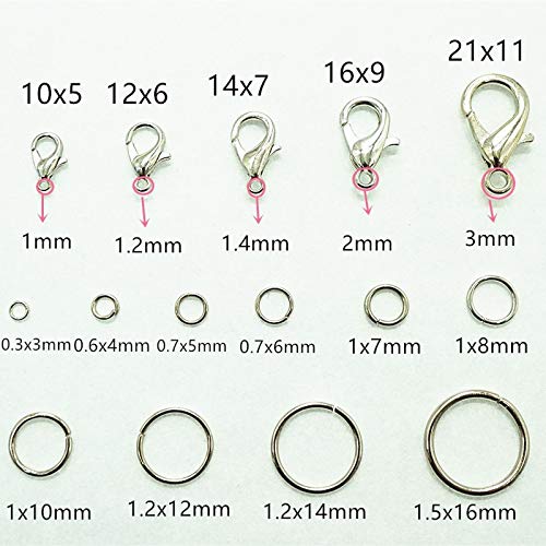 Accessorie Lote de 300 anillos de salto abiertos para collares, pulseras, joyas, 100 unidades, 16 mm, color negro