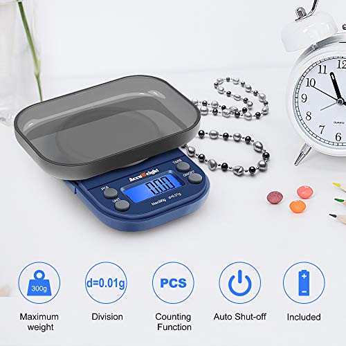 ACCUWEIGHT 255 Mini Báscula de Precisión Digitale para Joyería 300g x 0,01g Balanza de Portátiles Multifuncional con Pantalla LCD Retroiluminada, 6 Unidades, Función de Tara y Conteo (PCS) ACCUWEIGHT 255 Mini Báscula de Precisión Digitale para Joyería 300g x 0,01g Balanza de Portátiles Multifuncional con Pantalla LCD Retroiluminada, 6 Unidades, Función de Tara y Conteo (PCS)