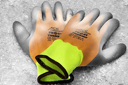 ACE Frost Thermo Guantes de Protección Térmica contra el Frío - Guantes de Invierno - Multiusos - Impermeable - Revestimiento de Látex - 8/M