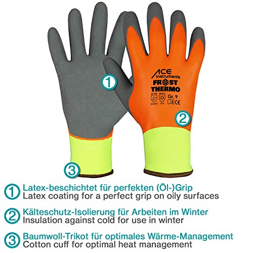 ACE Frost Thermo Guantes de Protección Térmica contra el Frío - Guantes de Invierno - Multiusos - Impermeable - Revestimiento de Látex - 8/M ACE Frost Thermo Guantes de Protección Térmica contra el Frío - Guantes de Invierno - Multiusos - Impermeable - Revestimiento de Látex - 8/M