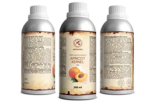 Aceite de albaricoque 500ml - Prunus Armeniaca Kernel Oil - Italia - 100% puro y natural - los mejores beneficios para la piel - Cabello - Cuerpo - Cuidado facial - Masaje