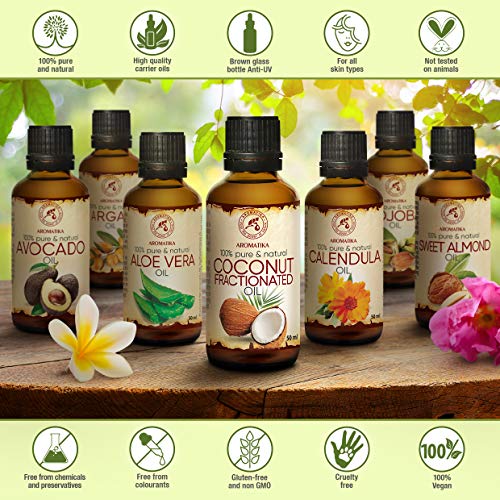 Aceite de Coco 50ml - Fraccionado - Cocos Nucifera Oil - Germany - 100% Puro y Natural - Grandes Beneficios para la Cabello - Piel - Excelente con Aceite Esencial - Aromaterapia - SPA - Baño - Masaje
