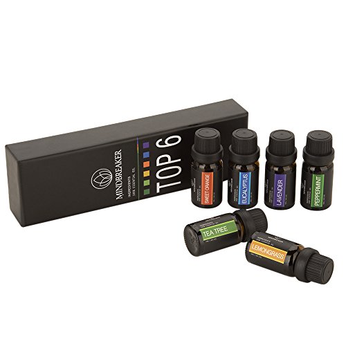 Aceites Esenciales aromaterapia Set incluye parte superior 6 Set de regalo: lavanda, Naranja Dulce, menta, árbol de té, citronela, eucalyptus-100% Pure