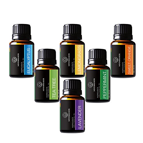 Aceites Esenciales aromaterapia Set incluye parte superior 6 Set de regalo: lavanda, Naranja Dulce, menta, árbol de té, citronela, eucalyptus-100% Pure