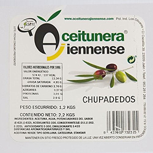 Aceituna Chupadedos | Aceitunera Jiennense | Garrafa 2,2 kgs (Peso Neto)