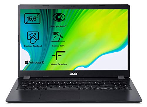 Acer Aspire 3 - Ordenador portátil 15.6" FullHD (AMD Ryzen 7 2700U, 8GB RAM, 128GB SSD + 1TB HDD, Radeon RX Vega 10 Graphics, Windows 10 Home) Negro - Teclado QWERTY Español