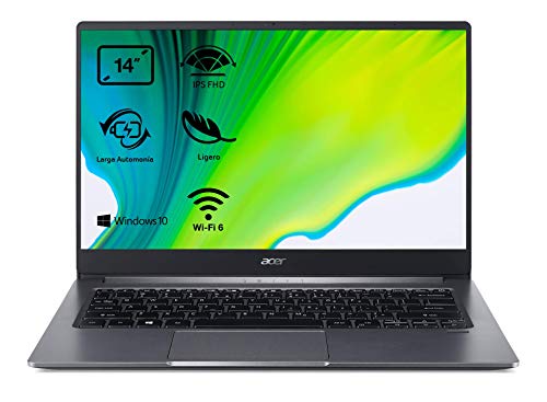 Acer Swift 3 SF314-57 - Portátil ultrafino 14" FullHD (Intel Core i5-1035G1, 8GB RAM, 256GB SSD, Intel UHD Graphics, Windows 10 Home), Teclado QWERTY Español, Color Gris Acer Swift 3 SF314-57 - Portátil ultrafino 14" FullHD (Intel Core i5-1035G1, 8GB RAM, 256GB SSD, Intel UHD Graphics, Windows 10 Home), Teclado QWERTY Español, Color Gris