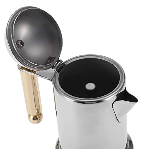 Acero Inoxidable 4 Tazas Stovetop Cafetera de Café Espresso Durable Moka Pot con Válvula de Seguridad Acero Inoxidable 4 Tazas Stovetop Cafetera de Café Espresso Durable Moka Pot con Válvula de Seguridad