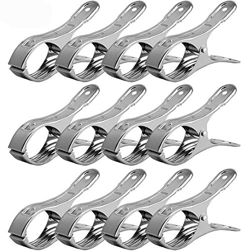 Acero Inoxidable Pinzas de Ropa, BETOY 12 Piezas Playa Toalla Clips Resistentes al Viento Grandes Toalla de Playa Clips para la Ropa Pesada y el Lavarse, Plata Acero Inoxidable Pinzas de Ropa, BETOY 12 Piezas Playa Toalla Clips Resistentes al Viento Grandes Toalla de Playa Clips para la Ropa Pesada y el Lavarse, Plata