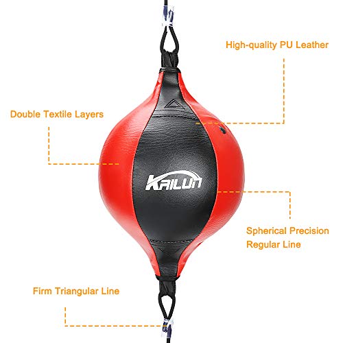 Aceshop Bola de Velocidad de Boxeo Pera Boxeo de CueroBola Doble End Saco de Boxeo Colgante con Inflador Conjunto de Entrenamiento para Entrenamiento Físico MMA Muay Thai o Entrenamiento Deportivo