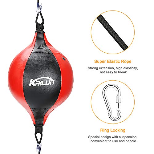 Aceshop Bola de Velocidad de Boxeo Pera Boxeo de CueroBola Doble End Saco de Boxeo Colgante con Inflador Conjunto de Entrenamiento para Entrenamiento Físico MMA Muay Thai o Entrenamiento Deportivo