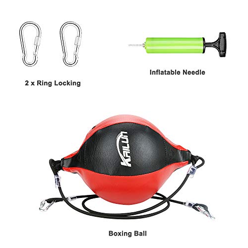 Aceshop Bola de Velocidad de Boxeo Pera Boxeo de CueroBola Doble End Saco de Boxeo Colgante con Inflador Conjunto de Entrenamiento para Entrenamiento Físico MMA Muay Thai o Entrenamiento Deportivo