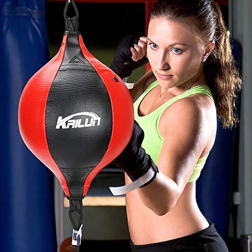 Aceshop Bola de Velocidad de Boxeo Pera Boxeo de CueroBola Doble End Saco de Boxeo Colgante con Inflador Conjunto de Entrenamiento para Entrenamiento Físico MMA Muay Thai o Entrenamiento Deportivo