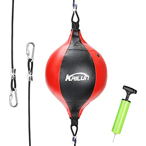 Aceshop Bola de Velocidad de Boxeo Pera Boxeo de CueroBola Doble End Saco de Boxeo Colgante con Inflador Conjunto de Entrenamiento para Entrenamiento Físico MMA Muay Thai o Entrenamiento Deportivo