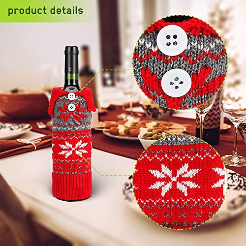 Aceshop Lote de 2 Fundas para Botella de Vino Bolsas de Cubierta de Botella de Vino Tinto MáS Nuevo de Cuello y Abrigo de BotóN SuéTer de Conjuntos de Vestido de Decoraciones de Fiesta de Navidad