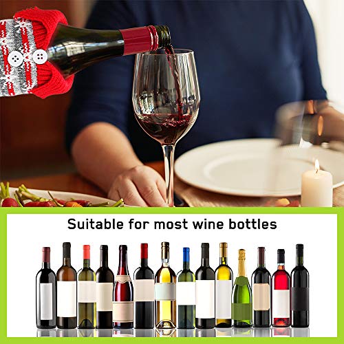 Aceshop Lote de 2 Fundas para Botella de Vino Bolsas de Cubierta de Botella de Vino Tinto MáS Nuevo de Cuello y Abrigo de BotóN SuéTer de Conjuntos de Vestido de Decoraciones de Fiesta de Navidad