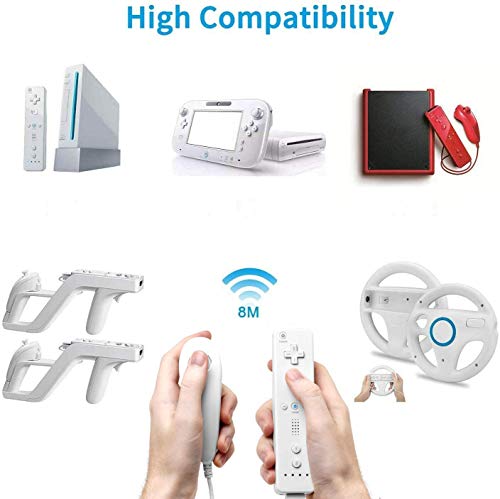 Acexy Wii Wireless Remote Motion Controller y Nunchuk - Reemplazo del Controlador de Juego Remoto con Funda de Silicona y Pulsera, Compatible con Nintendo Wii y Wii U (Blanco)