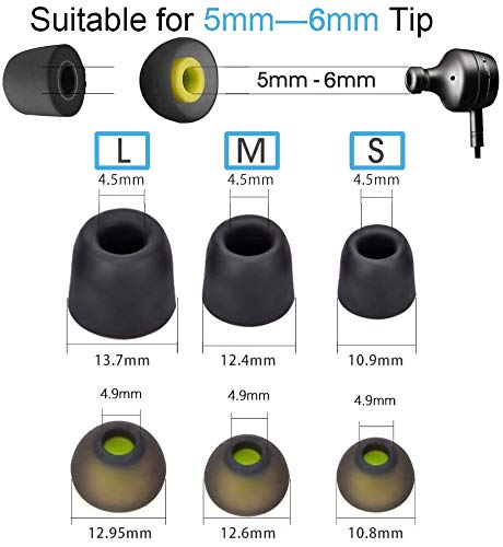 aceyoon Almohadillas Auriculares 6 paires 12 unidad (3 Silicona + 3 Espuma con Memoria) Noise Cancelling Ear Tips para Audifonos Intra Auricular Almohadillas Reemplazo para In Ear Auriculares aceyoon Almohadillas Auriculares 6 paires 12 unidad (3 Silicona + 3 Espuma con Memoria) Noise Cancelling Ear Tips para Audifonos Intra Auricular Almohadillas Reemplazo para In Ear Auriculares