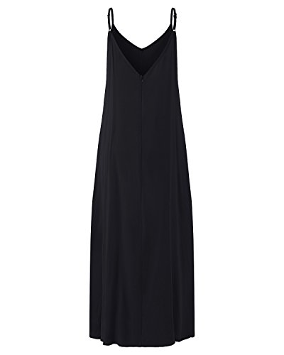 ACHIOOWA Mujer Vestido Elegante Playa Casual Dress Cuello V Sin Manga Túnica Sin Hombros Escote Punto Bolsillo Caftán Oversize Falda Larga Negro 2XL ACHIOOWA Mujer Vestido Elegante Playa Casual Dress Cuello V Sin Manga Túnica Sin Hombros Escote Punto Bolsillo Caftán Oversize Falda Larga Negro 2XL