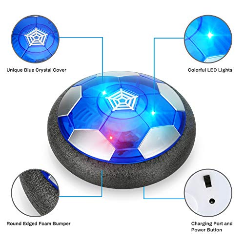 Achort Air Power Soccer Balón Fútbol Flotant Recargable Pelota Futbol con Soft Foam Bumpers y Luces LED Juguetes Aire Fútbol Juguete Balón de Fútbol para Niños Niñas Regalos Cumpleaños