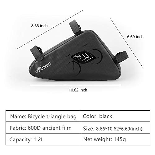 Achort Bolsa de Triángulo para Bicicleta, Bolsa de Almacenamiento para Cuadro de Bicicleta, Bolsa Impermeable para el Tubo Superior de Bicicleta para Equipos de Ciclismo