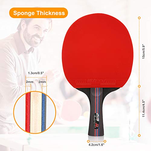 Achort Conjunto de Tenis de Mesa con Red, 4 Raquetas + 8 Bolas/Pelotas de Tenis de Mesa + 1 Red Retráctil, Juego de Tenis de Mesa Portátil para Interior al Aire Libre