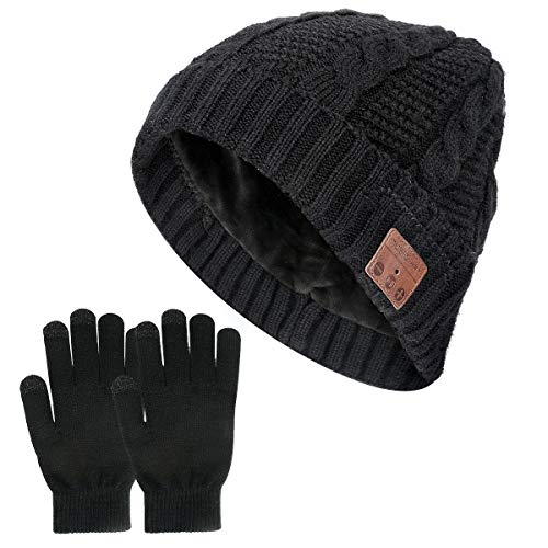 Achort Gorro de invierno de punto, con Bluetooth, música, gorro para hombre y mujer, gorro y pantalla táctil, gorro de invierno cálido con forro polar para patinar, correr, ciclismo Achort Gorro de invierno de punto, con Bluetooth, música, gorro para hombre y mujer, gorro y pantalla táctil, gorro de invierno cálido con forro polar para patinar, correr, ciclismo