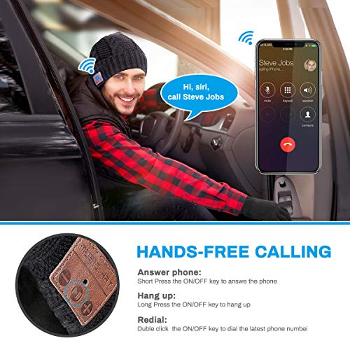 Achort Gorro de invierno de punto, con Bluetooth, música, gorro para hombre y mujer, gorro y pantalla táctil, gorro de invierno cálido con forro polar para patinar, correr, ciclismo Achort Gorro de invierno de punto, con Bluetooth, música, gorro para hombre y mujer, gorro y pantalla táctil, gorro de invierno cálido con forro polar para patinar, correr, ciclismo