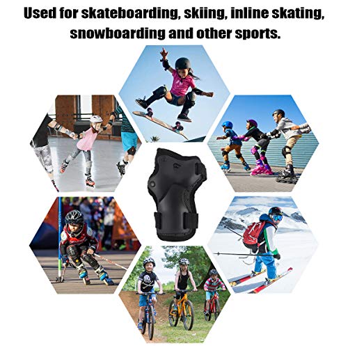 Achort Muñequeras para niños, 2 Pack Protecciones de Patinaje, Protectores Muñequera Protecciones Muñecas Guantes para Las Manos Fuertes guardas Patinaje Monopatin Skateboard Esquí Snowboard S