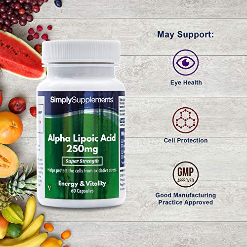 Ácido Alfa Lipoico 250mg - ¡Bote para 2 meses! - Apto para veganos - 60 Cápsulas - SimplySupplements Ácido Alfa Lipoico 250mg - ¡Bote para 2 meses! - Apto para veganos - 60 Cápsulas - SimplySupplements