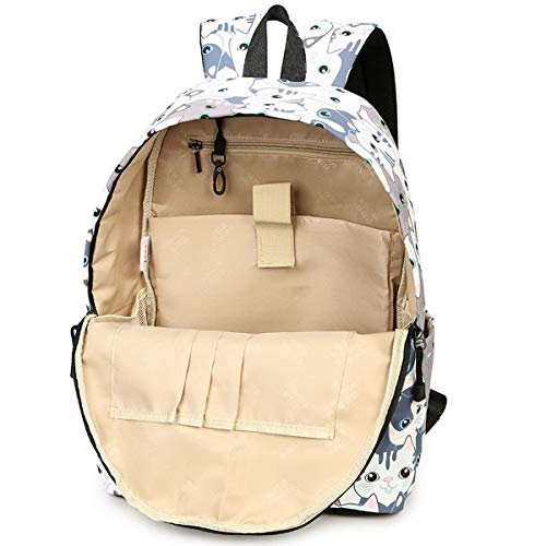 Acmebon Mochila Escolar Unisex y de Ocio Impermeable - Cartera Escolar para Niñas y Niños con Lindo Estampado Gato