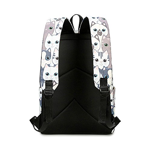 Acmebon Mochila Escolar Unisex y de Ocio Impermeable - Cartera Escolar para Niñas y Niños con Lindo Estampado Gato