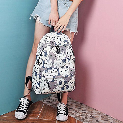 Acmebon Mochila Escolar Unisex y de Ocio Impermeable - Cartera Escolar para Niñas y Niños con Lindo Estampado Gato