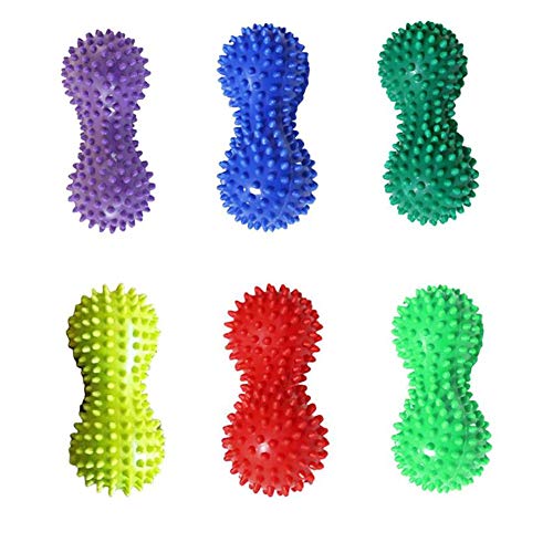 Acptxvh 3PCS Masaje Bola de la Aptitud de PVC Mano Pie Soles Erizo Formación sensorial Golpear la Pelota con portátil en Forma de Bola Fisioterapia 7Cm Cacahuete,Azul